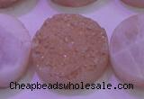 CAG8401 7.5 inches 30mm coin champagne plated druzy agate beads