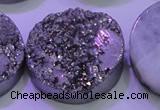 CAG8412 7.5 inches 35mm coin silver plated druzy agate beads