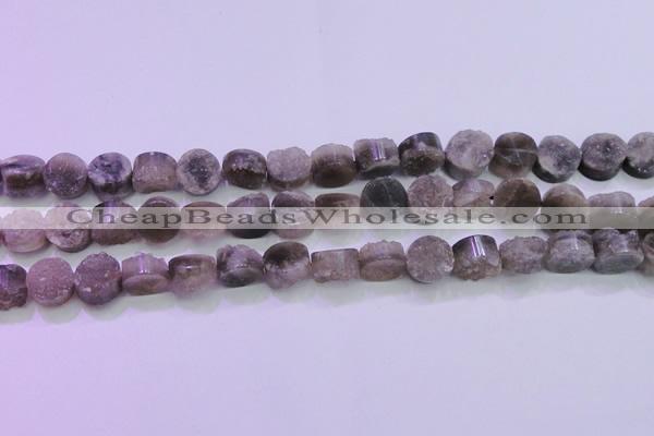 CAG8431 15.5 inches 12mm coin grey druzy agate gemstone beads