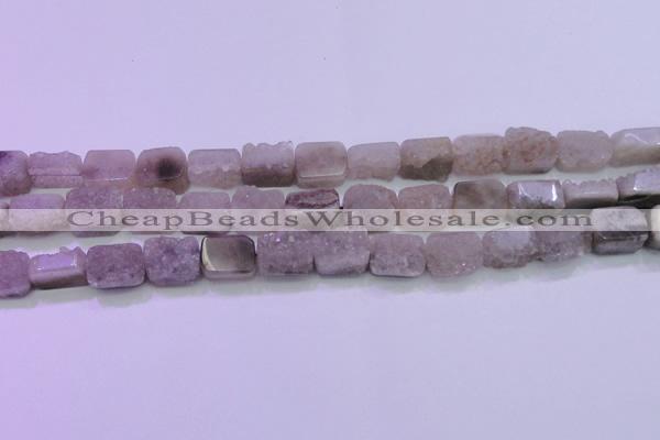 CAG8451 15.5 inches 10*14mm rectangle grey druzy agate gemstone beads