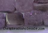 CAG8453 15.5 inches 13*18mm rectangle grey druzy agate gemstone beads