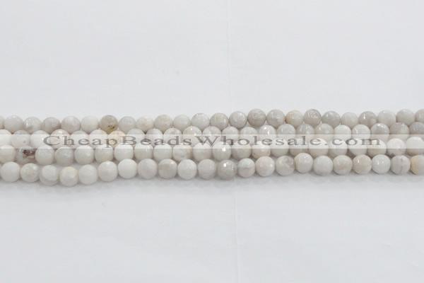 CAG8514 15.5 inches 6mm faceted round grey agate beads wholesale