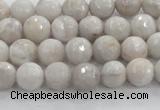 CAG8515 15.5 inches 8mm faceted round grey agate beads wholesale