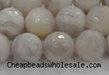 CAG8519 15.5 inches 16mm faceted round grey agate beads wholesale