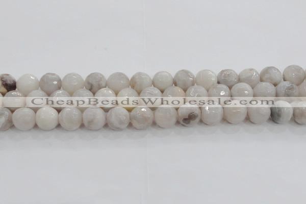 CAG8519 15.5 inches 16mm faceted round grey agate beads wholesale