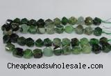 CAG8555 12*14mm - 14*15mm faceted nuggets dragon veins agate beads