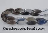 CAG8568 20*40mm faceted & twisted oval grey agate beads wholesale