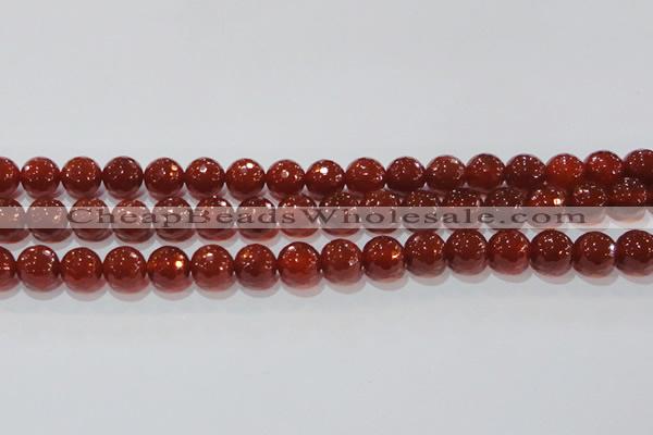 CAG8593 15.5 inches 12mm faceted round red agate gemstone beads