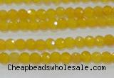 CAG8600 15.5 inches 4mm faceted round yellow agate gemstone beads