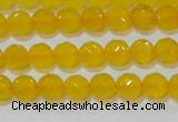 CAG8601 15.5 inches 6mm faceted round yellow agate gemstone beads