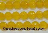 CAG8602 15.5 inches 8mm faceted round yellow agate gemstone beads