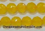 CAG8605 15.5 inches 14mm faceted round yellow agate gemstone beads