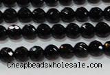 CAG8610 15.5 inches 6mm faceted round black agate gemstone beads