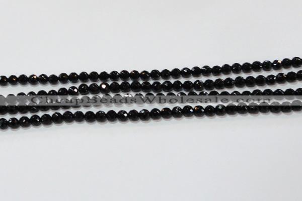 CAG8610 15.5 inches 6mm faceted round black agate gemstone beads