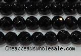 CAG8611 15.5 inches 8mm faceted round black agate gemstone beads