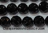 CAG8613 15.5 inches 12mm faceted round black agate gemstone beads