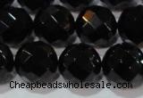 CAG8616 15.5 inches 18mm faceted round black agate gemstone beads