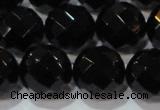 CAG8617 15.5 inches 20mm faceted round black agate gemstone beads