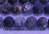 CAG8652 15.5 inches 8mm round matte blue ocean agate beads