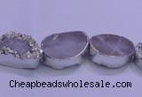 CAG8660 7.5 inches 13*18mm freeform silver plated druzy agate beads