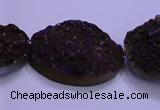 CAG8668 7.5 inches 22*30mm freeform purple plated druzy agate beads