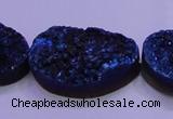 CAG8669 7.5 inches 22*30mm freeform blue plated druzy agate beads