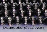 CAG8855 15.5 inches 6mm faceted round agate with rhinestone beads