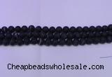 CAG8872 15.5 inches 8mm round matte black line agate beads