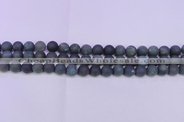 CAG8885 15.5 inches 14mm round matte moss agate beads