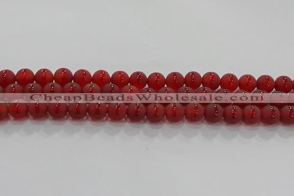 CAG8902 15.5 inches 8mm round matte red agate beads wholesale