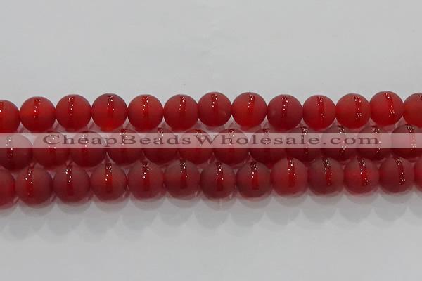 CAG8903 15.5 inches 10mm round matte red agate beads wholesale