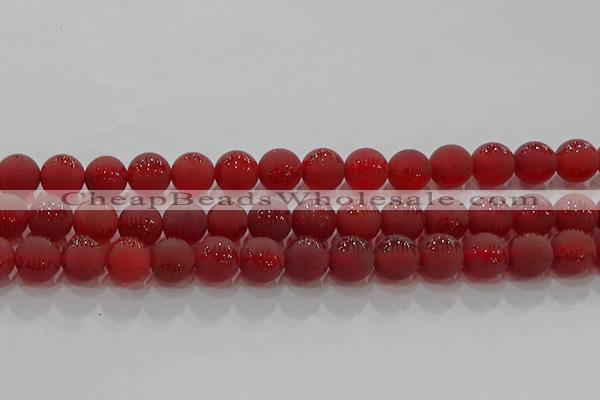 CAG8907 15.5 inches 6mm round matte red agate beads wholesale