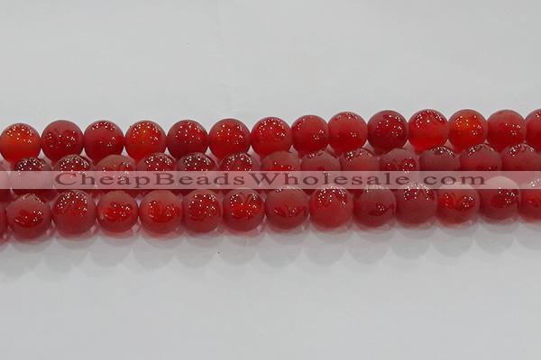 CAG8914 15.5 inches 8mm round matte red agate beads wholesale