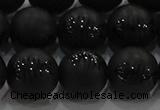 CAG8920 15.5 inches 8mm round matte black agate beads wholesale