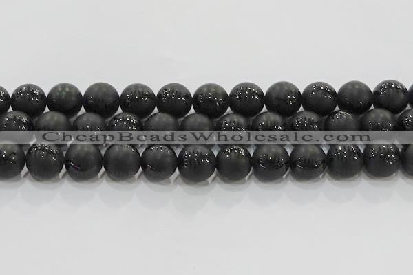 CAG8921 15.5 inches 10mm round matte black agate beads wholesale