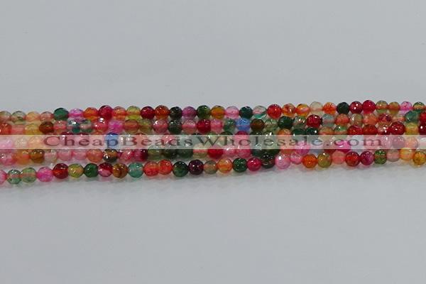 CAG8940 15.5 inches 4mm faceted round fire crackle agate beads