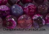 CAG8942 15.5 inches 8mm faceted round fire crackle agate beads