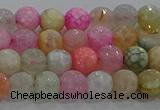 CAG8948 15.5 inches 6mm faceted round fire crackle agate beads