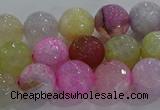 CAG8949 15.5 inches 8mm faceted round fire crackle agate beads