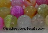 CAG8951 15.5 inches 12mm faceted round fire crackle agate beads