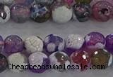 CAG8955 15.5 inches 6mm faceted round fire crackle agate beads