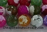 CAG8958 15.5 inches 12mm faceted round fire crackle agate beads