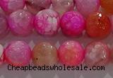 CAG8964 15.5 inches 8mm faceted round fire crackle agate beads