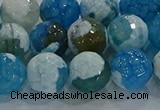 CAG9002 15.5 inches 10mm faceted round fire crackle agate beads