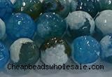 CAG9003 15.5 inches 12mm faceted round fire crackle agate beads