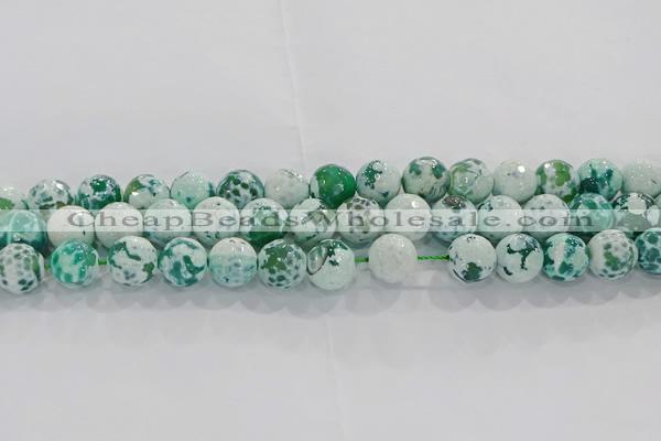 CAG9009 15.5 inches 10mm faceted round fire crackle agate beads