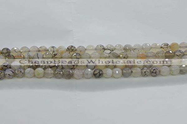 CAG9035 15.5 inches 6mm faceted round dragon veins agate beads