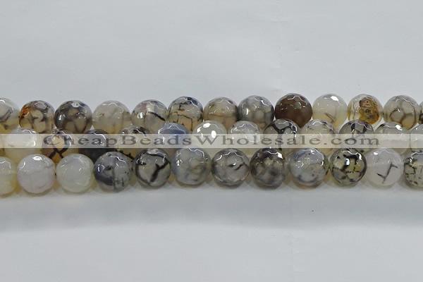 CAG9038 15.5 inches 12mm faceted round dragon veins agate beads