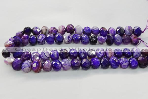 CAG9043 15.5 inches 12*16mm faceted oval line agate beads