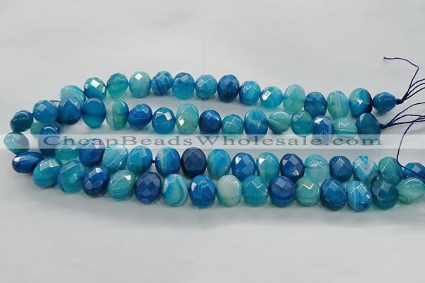 CAG9045 15.5 inches 12*16mm faceted oval line agate beads